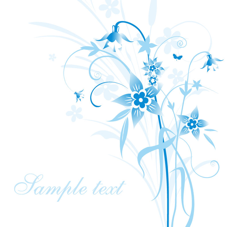 free vector Abstract Blue Floral Vector Illustration